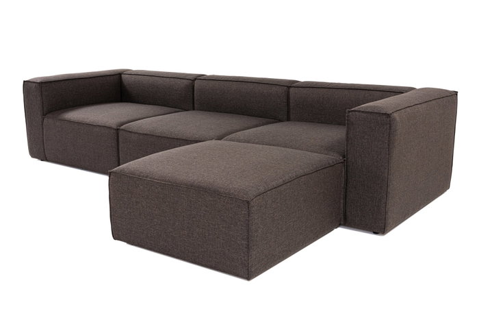 Atelier Del Sofa Sofá Esquinero Marrón Oscuro Lino 296x185x66 cm